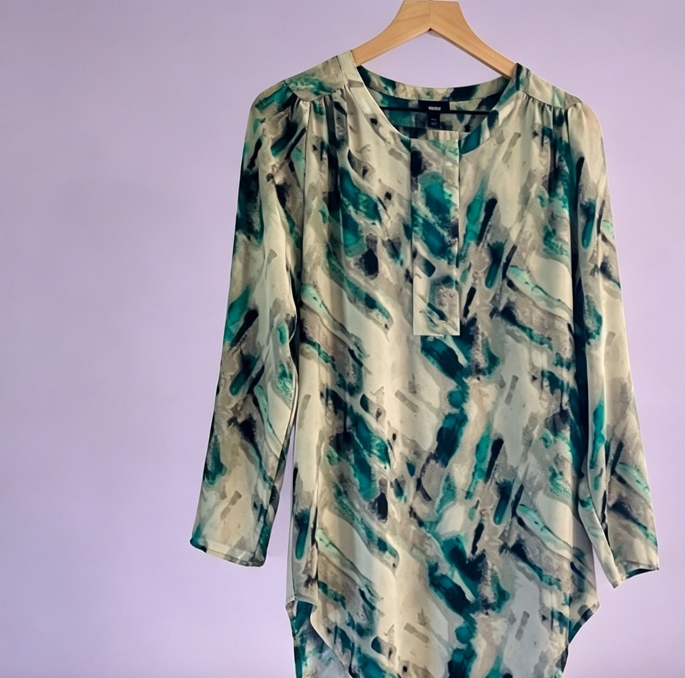 Sheer Tunic Abstract Pattern Teal Black Mossimo Supply Co Women’s Small 2/$15